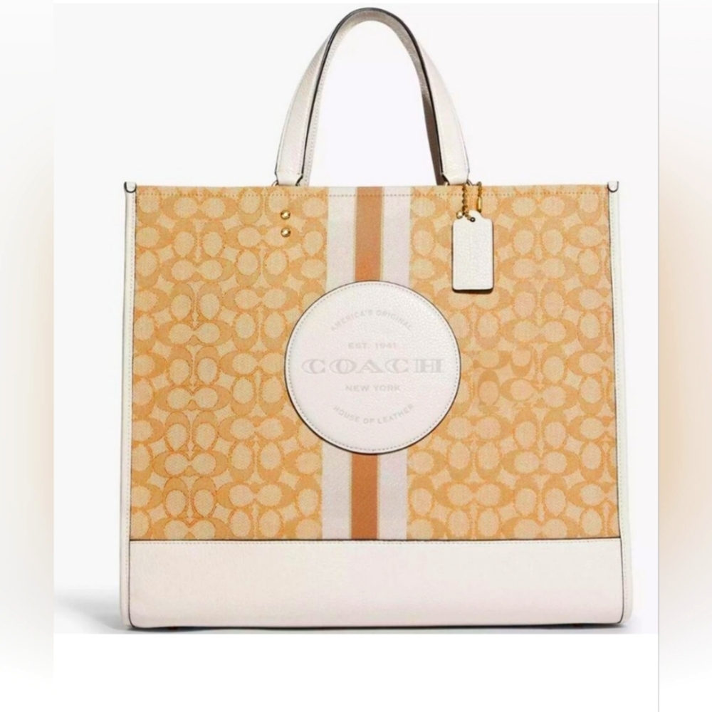 NWT Coach Dempsey Tote 40 inch. Signiture Jacquard w Stripe & Coach Patch